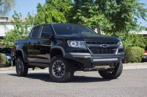 Chevrolet Colorado Bumper - Front - Addictive Desert Designs - Stealth Fighter - Hammer Black with Satin Black Panels - `17-`18